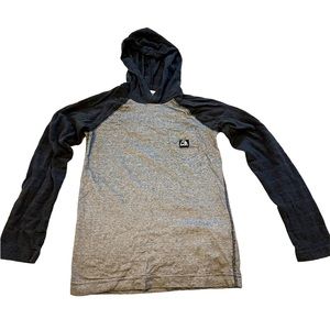 Boy’s Quicksilver Black & Gray Long-sleeve Hooded Pullover, Size M (12)